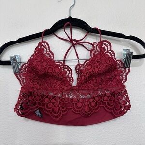 Urban outfitters out from under burgundy lace bralette halter style size s small